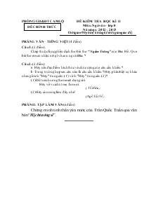Đề kiểm tra học kì II môn: ngữ văn – lớp 8 năm học: 2012 – 2013