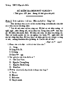 Đề kiểm tra môn ngữ văn lớp 9 ( thời gian : 120 phút – không kể thời gian chép đề)