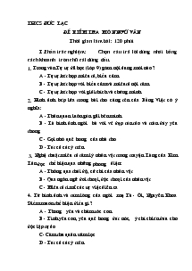 Đề kiểm tra môn ngữ văn thời gian làm bài: 120 phút