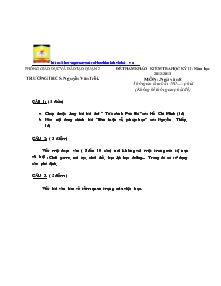 Đề tham khảo kiểm tra học kỳ II - Năm học 2012-2013 Môn: Ngữ Văn 8 Trường THCS Nguyễn Văn Trỗi