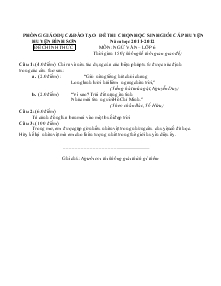 Đề thi chọn học sinh giỏi cấp huyện năm học 2011- 2012 đề chính thức môn: ngữ văn – lớp 6