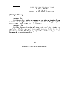 Đề thi chọn học sinh giỏi cấp huyện năm học 2013 - 2014 môn học: ngữ văn 9