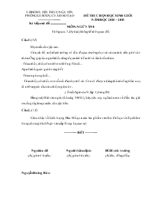 Đề thi chọn học sinh giỏi năm học 2014 - 2015 Môn: Ngữ Văn 8