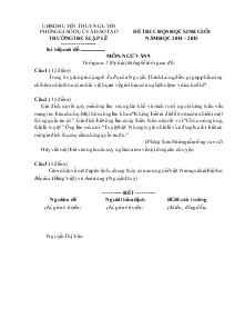 Đề thi chọn học sinh giỏi trong năm học 2014 - 2015