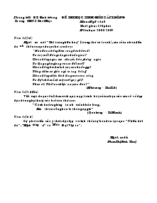 Đề thi học sinh giỏi cấp trường môn: ngữ văn 8 thời gian: 120 phút năm học: 2008- 2009 Trường THCS Thái Học