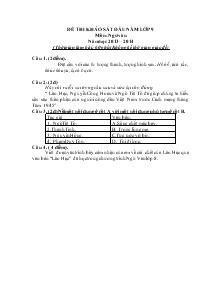 Đề thi khảo sát đầu năm lớp 9 môn: ngữ văn năm học 2013 – 2014