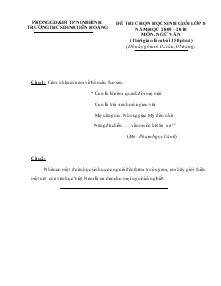 Đề thi lựa chọn học sinh giỏi lớp 8 năm học 2009 – 2010 môn: ngữ văn (thời gian làm bài 150 phút)