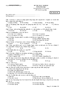 Đề thi trắc nghiệm môn sinh học thời gian làm bài thi: 45 phút; (30 câu trắc nghiệm)
