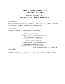 Kì thi chọn học sinh giỏi năm học 2007- 2008 môn thi: ngữ văn -lớp 9