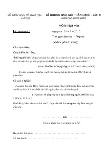 Kì thi học sinh giỏi thành phố - Lớp 9 năm học 2009 -2010 môn: ngữ văn