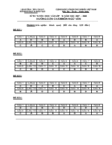 Kì thi tuyển sinh vào lớp 10 năm học 2007 – 2008 hướng dẫn chấm môn ngữ văn