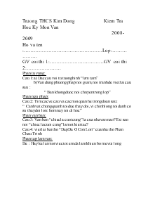 Kiểm tra học kỳ môn văn 2008-2009 Trường THCS Kim Động