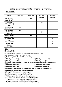 Kiểm tra tiếng việt ( tuần 15_ tiết 74)