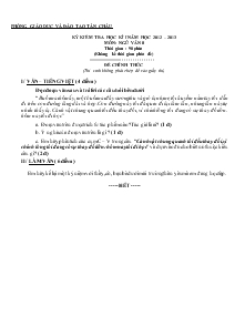 Kỳ kiểm tra học kì I năm học 2012 – 2013 môn: ngữ văn 8 thời gian : 90 phút
