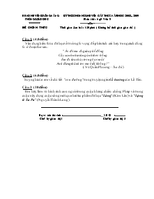 Kỳ thi chọn học sinh giỏi huyện năm học 2008 – 2009  môn thi : ngữ văn 9
