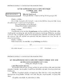 Kỳ thi kiểm định chất lượng mũi nhọn năm học 2013 – 2014 Môn thi: Ngữ Văn 8