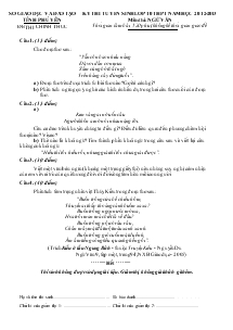 Kỳ thi tuyển sinh lớp 10 trung học phổ thông năm học 2012-2013 môn thi: ngữ văn 9