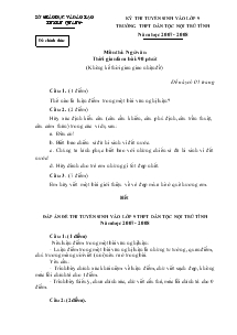 Kỳ thi tuyển sinh vào lớp 9 năm học 2007 - 2008 Môn thi: Ngữ văn trường THPT Dân Tộc Nội Trú Tỉnh Tuyên Quang