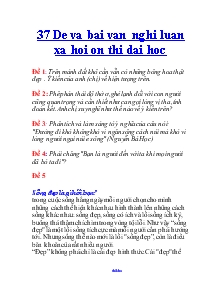 37 đề bài và bài văn nghị luận xã hội thi đại học