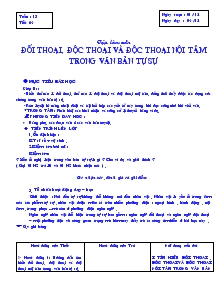 Bài giảng Đối thoại, độc thoại và độc thoại nội tâm trong văn bản tự sự