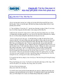 Chuyên đề :Văn học lãng mạn và hiện thực phê phán 1930-1945 (phần thơ)
