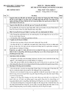 Đáp án - Thang điểm đề thi tuyển sinh cao đẳng năm 2011 môn: ngữ văn; khối: c
