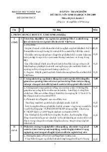 Đáp án - Thang điểm đề thi tuyển sinh đại học năm 2009 môn: địa lí; khối: c