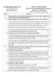 Đáp án - Thang điểm đề thi tuyển sinh đại học năm 2012 môn: ngữ văn; khối: d