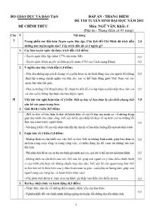 Đáp án - Thang điểm đề thi tuyển sinh đại học năm 2011 môn: ngữ văn; khối: c