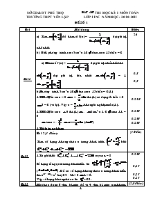 Đáp án thi học kỳ I môn toán trường THPT Yên Lập lớp 11 nâng cao Năm học: 2010-2011