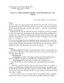 Đáp án và biểu điểm đề thi học sinh giỏi Môn Ngữ Văn, Lớp 10 Trường THPT Cầm Bá Thước