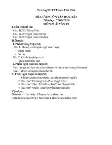 Đề cương ôn tập học kì I năm học: 2009-2010 Môn Ngữ Văn 10 Trường THPT Phạm Phú Thứ