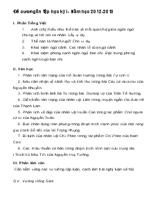 Đề cương ôn tập văn học kỳ I- Năm học 2012- 2013