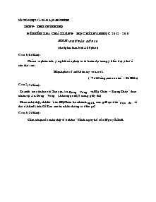 Đề kiểm tra chất lượng học kì I năm học 2012 – 2013 Môn: Ngữ Văn Lớp 10 TRƯỜNG THPT QUỲNH THỌ