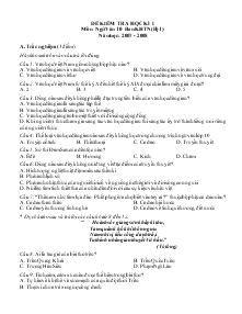 Đề kiểm tra học kì I môn: ngữ văn 10– ban KHTN(bộ 1) năm học: 2007 - 2008