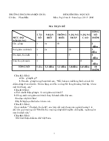 Đề kiểm tra học kì I môn: ngữ văn 8– năm học: 2013-2014 Trường Thcs Phan Bội Châu