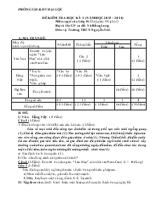Đề kiểm tra học kỳ I ( năm học: 2013- 2014) Môn: Ngữ Văn 8 Trường THCS Nguyễn Trãi