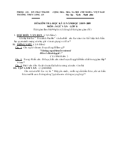 Đề kiểm tra học kỳ II năm học 2009-2009 môn : ngữ văn – lớp 8 TRƯỜNG THCS LONG AN