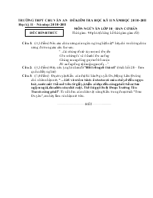 Đề kiểm tra học kỳ II năm học 2010-2011 Môn ngữ văn lớp 10 – ban cơ bản TRƯỜNG THPT CHU VĂN AN