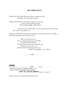 Đề kiểm tra Ngữ Văn Lớp 10 (Đề chính thức)