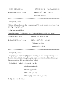 Đề thi học kì I Năm học:2010-2011 Trường THPT Trưng Vương  Môn: Ngữ Văn Lớp:10