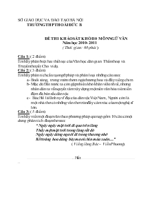 Đề thi khảo sát khối 10 môn ngữ văn năm học 2010- 2011 Trường THPT Hoài Đức B
