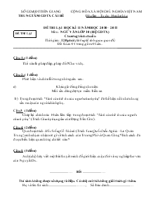 Đề thi lại học kì II năm học 2010 – 2011 môn: ngữ văn lớp 10 (hệ GDTX) chương trình chuẩn