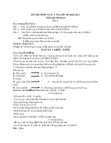 Đề thi môn ngữ văn lớp 10-Học kì I thời gian 90 phút Đề A