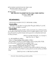Đề thi tốt nghiệp trung học phổ thông năm học 2008-2009 môn văn