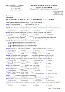 Đề thi tuyển sinh đại học năm 2010 môn thi: tiếng pháp; khối d
