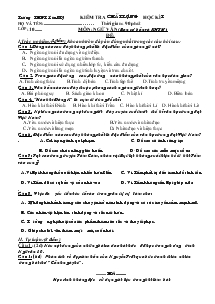 Kiểm tra chất lượng học kì I Môn: Ngữ Văn (ban Cơ Bản Và KHTN) Trường THPT Yên Mỹ