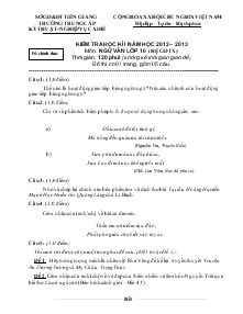 Kiểm tra học kì I năm học 2012 – 2013 môn: ngữ văn lớp 10 (hệ GDTX)