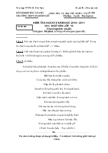 Kiểm tra học kì II năm học 2010 – 2011 Môn: ngữ văn lớp 10 chương trình chuẩn TRƯỜNG THPT DL ĐỒI NGÔ
