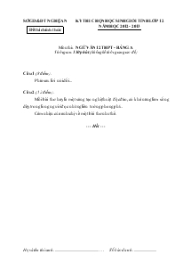 Kỳ thi chọn học sinh giỏi tỉnh lớp 12 năm học 2012 - 2013